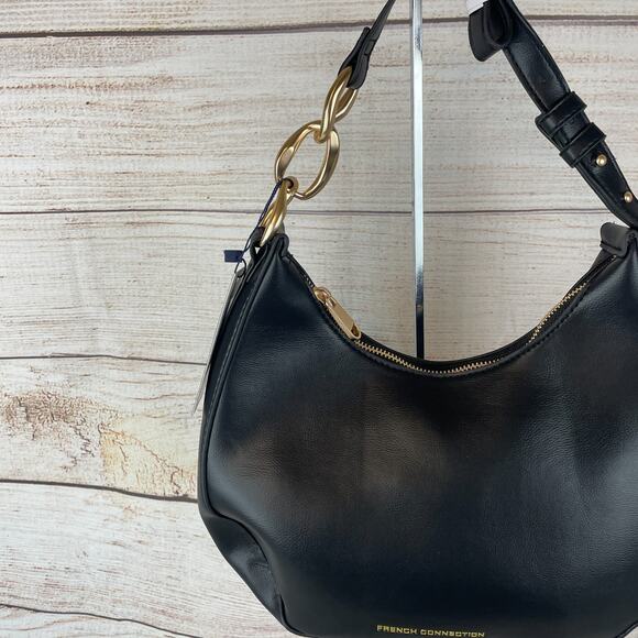 French Connection Moritz Hobo Bag Purse Black - Picture 3 of 10